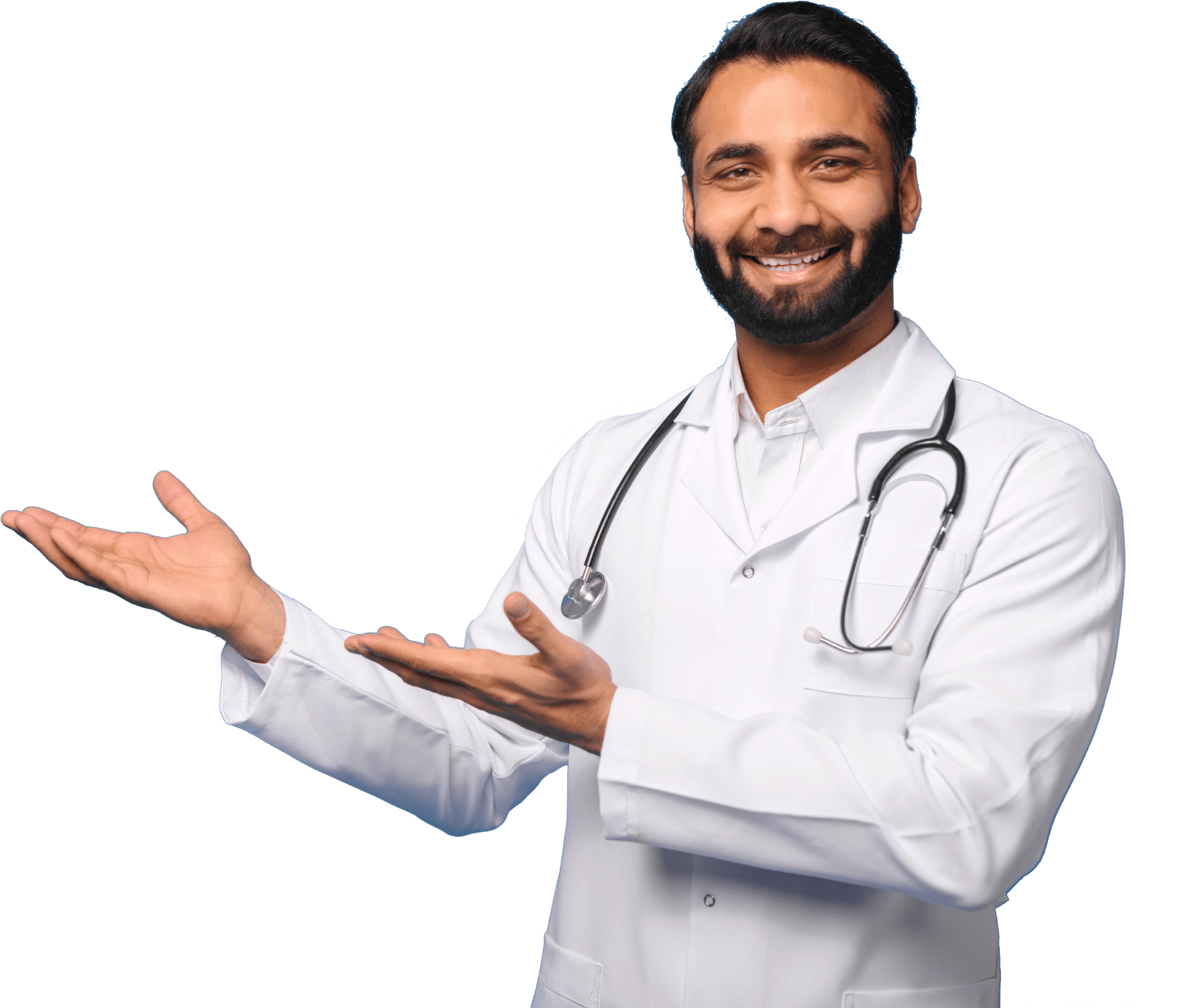 A physician in typical attire recommends our membership.